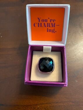 Lori Bonn Sterling Silver large black gemstone slide charm